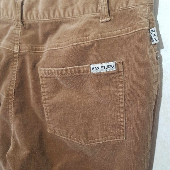 Max Studio Lace Up Brown Corduroy Pants Midrise Bootcut Flare - Picture 8 of 12
